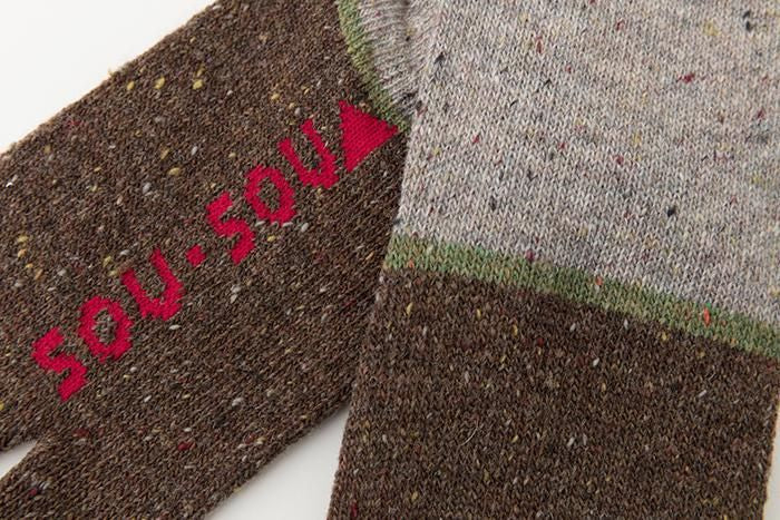 羊毛雙色分趾襪(普通長度)/淡灰色 【男・女性用】