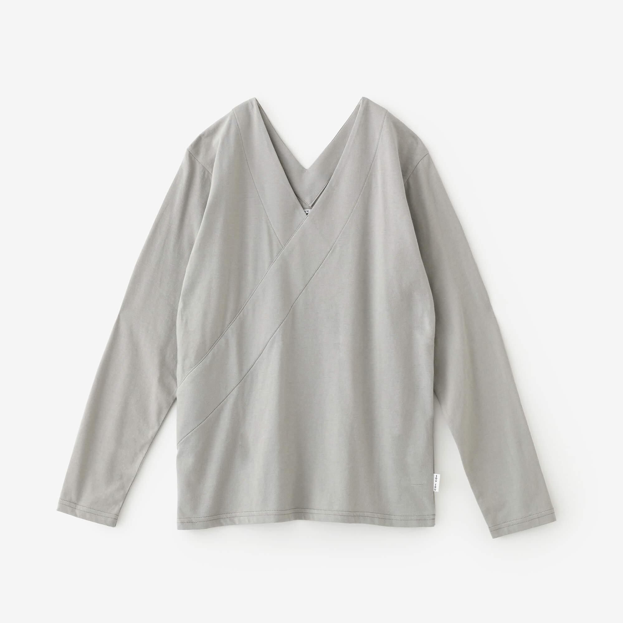 V-neck Shirt Long Sleeve / Light Ink Grey