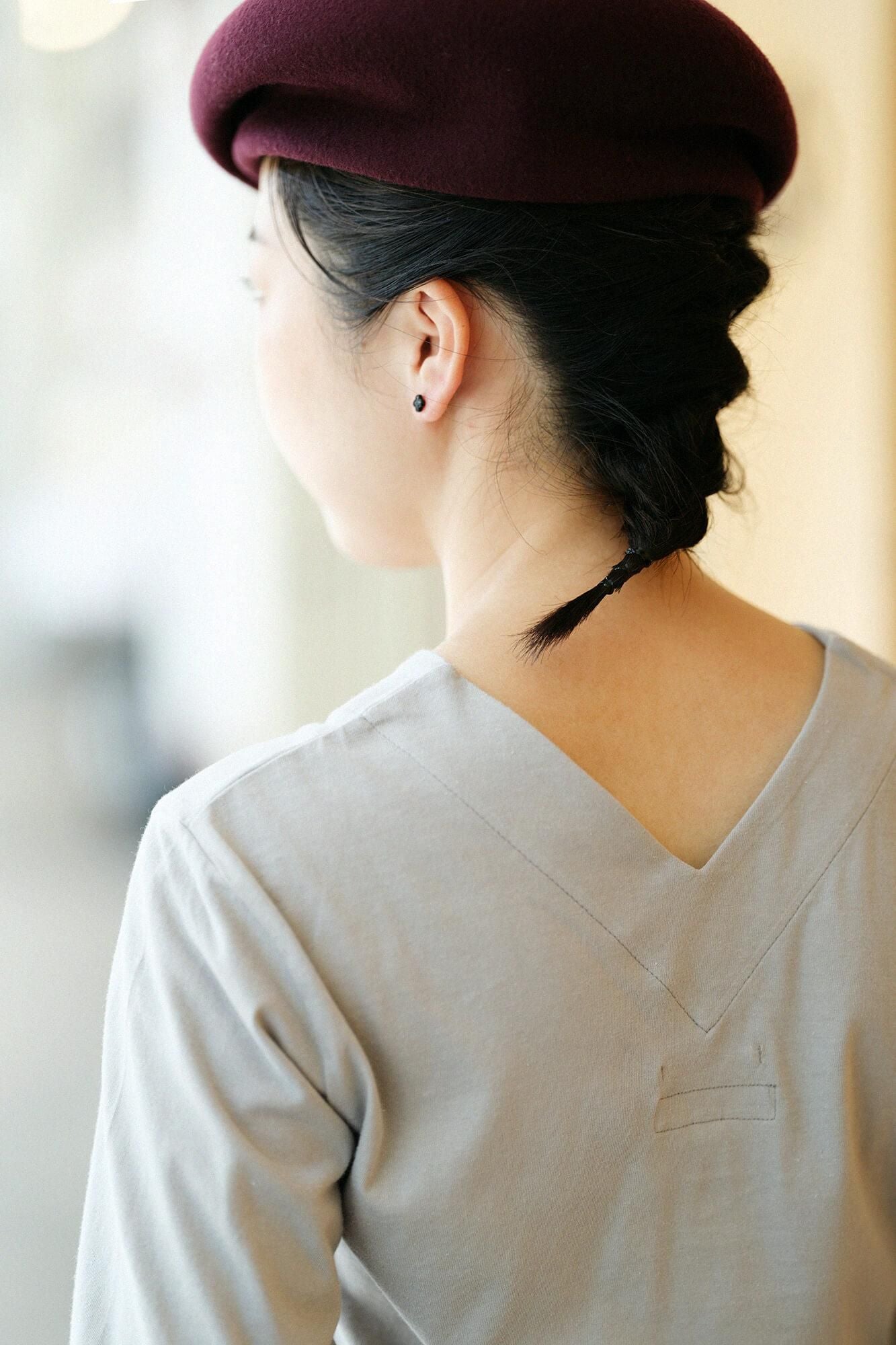 V-neck Shirt Long Sleeve / Light Ink Grey