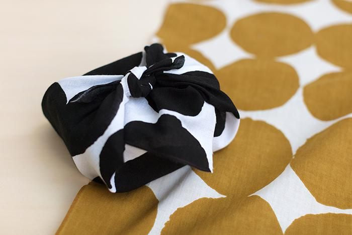 伊勢木棉手巾(短版)/彈珠米白色×芥末色