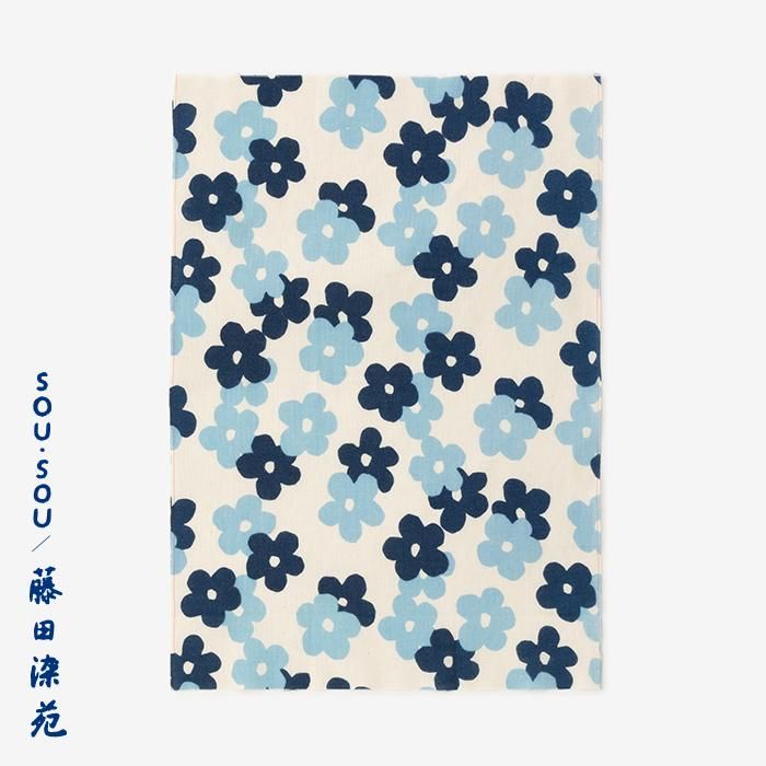 SOU・SOU×Fujita Sonen Indigo印刷Tenugui(Himetsu)/Flower Gasane Small