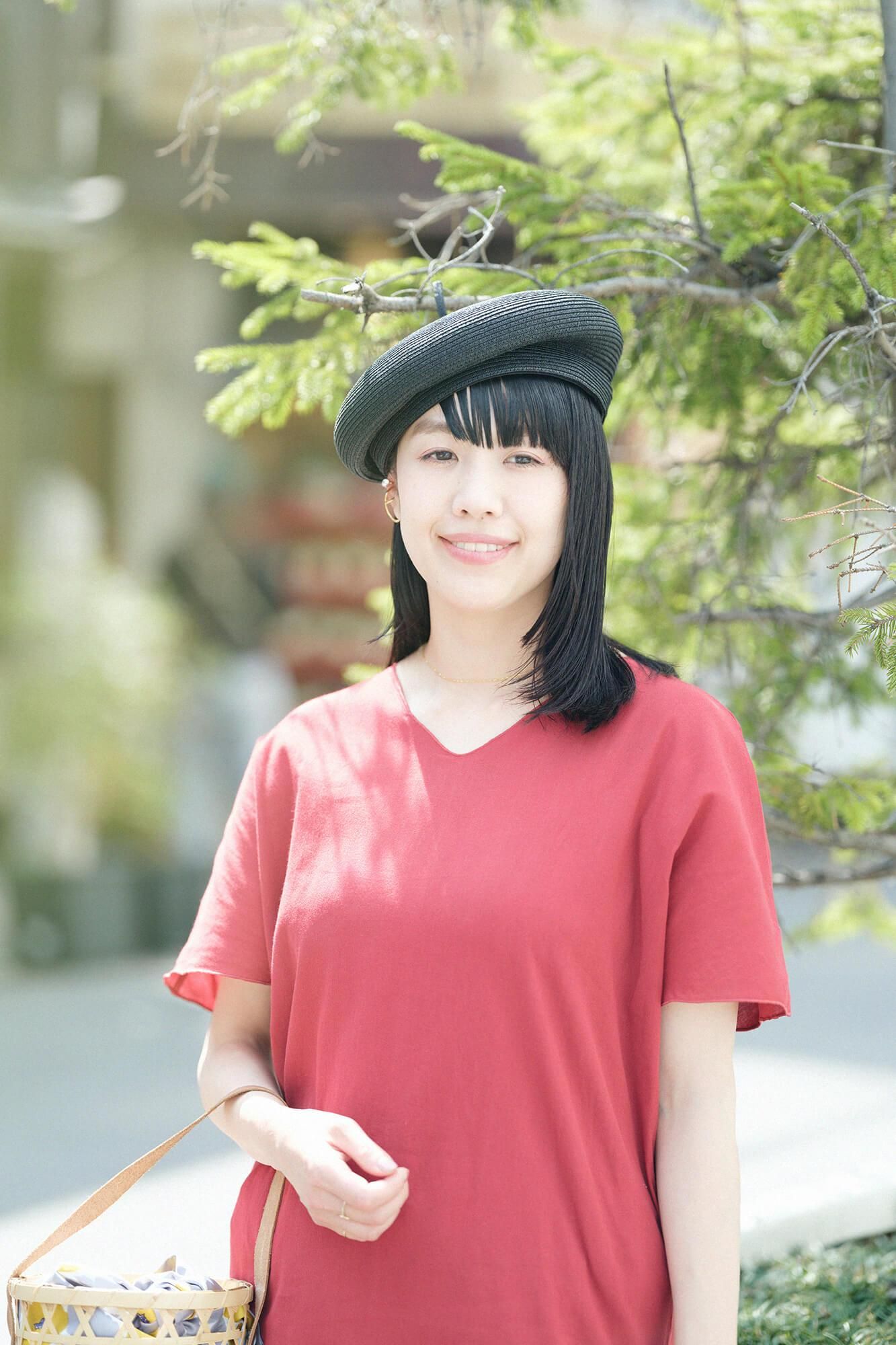 Chizimi Cotton 40/40 Cap Sleeve Top / Dark Red