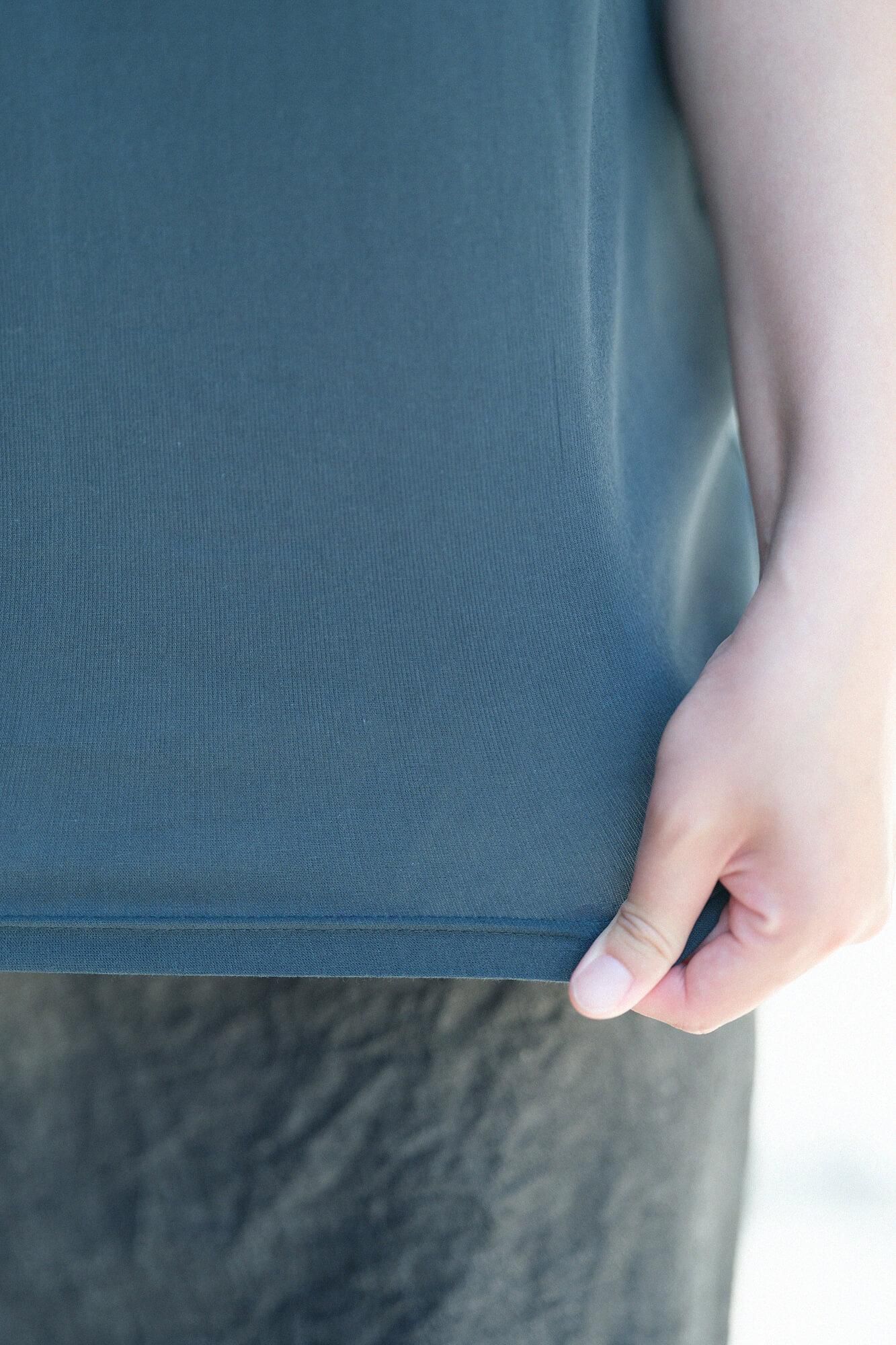 高島縮棉 40/40 短袖上衣/深綠色