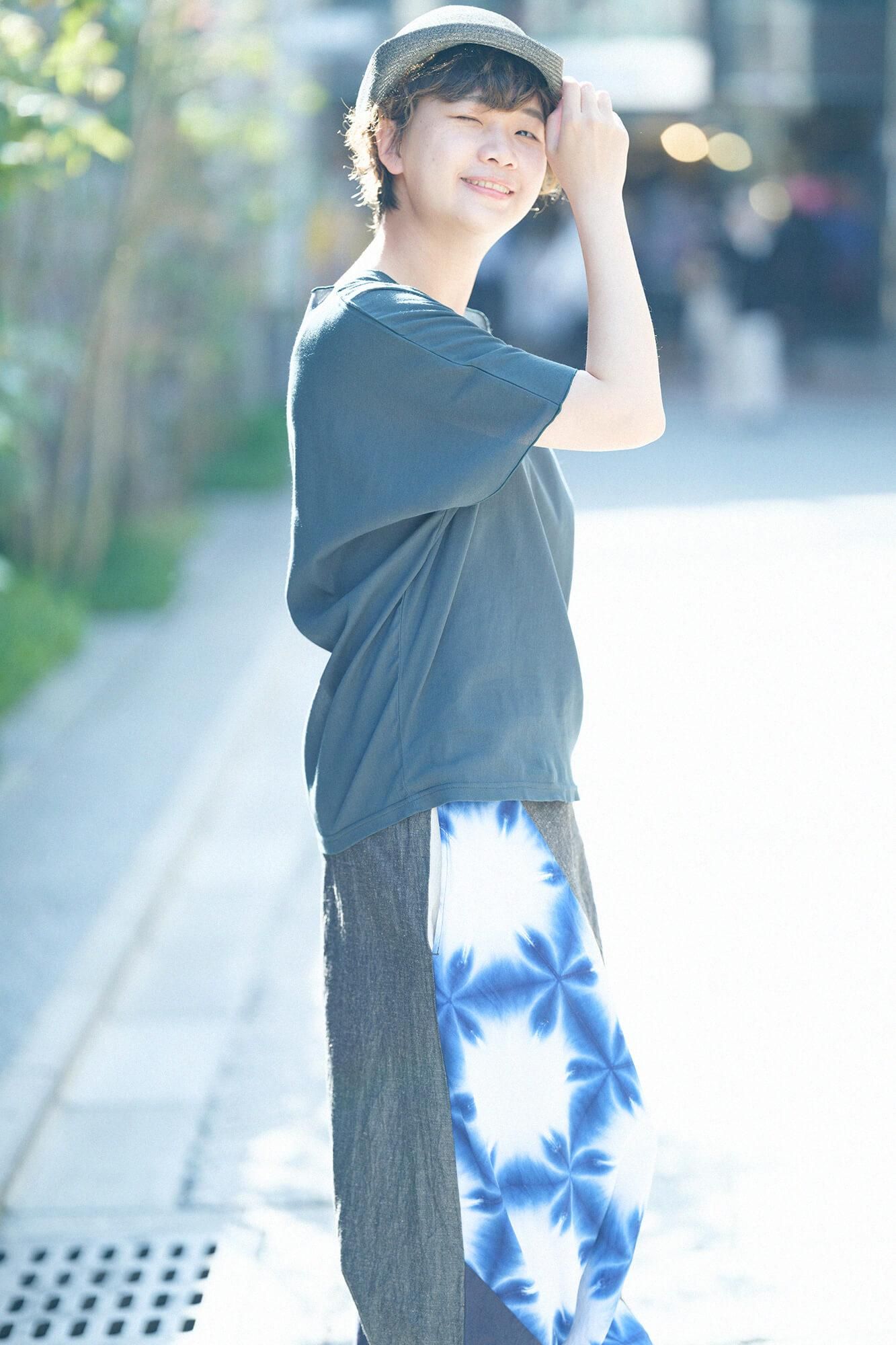 高島縮棉 40/40 短袖上衣/深綠色