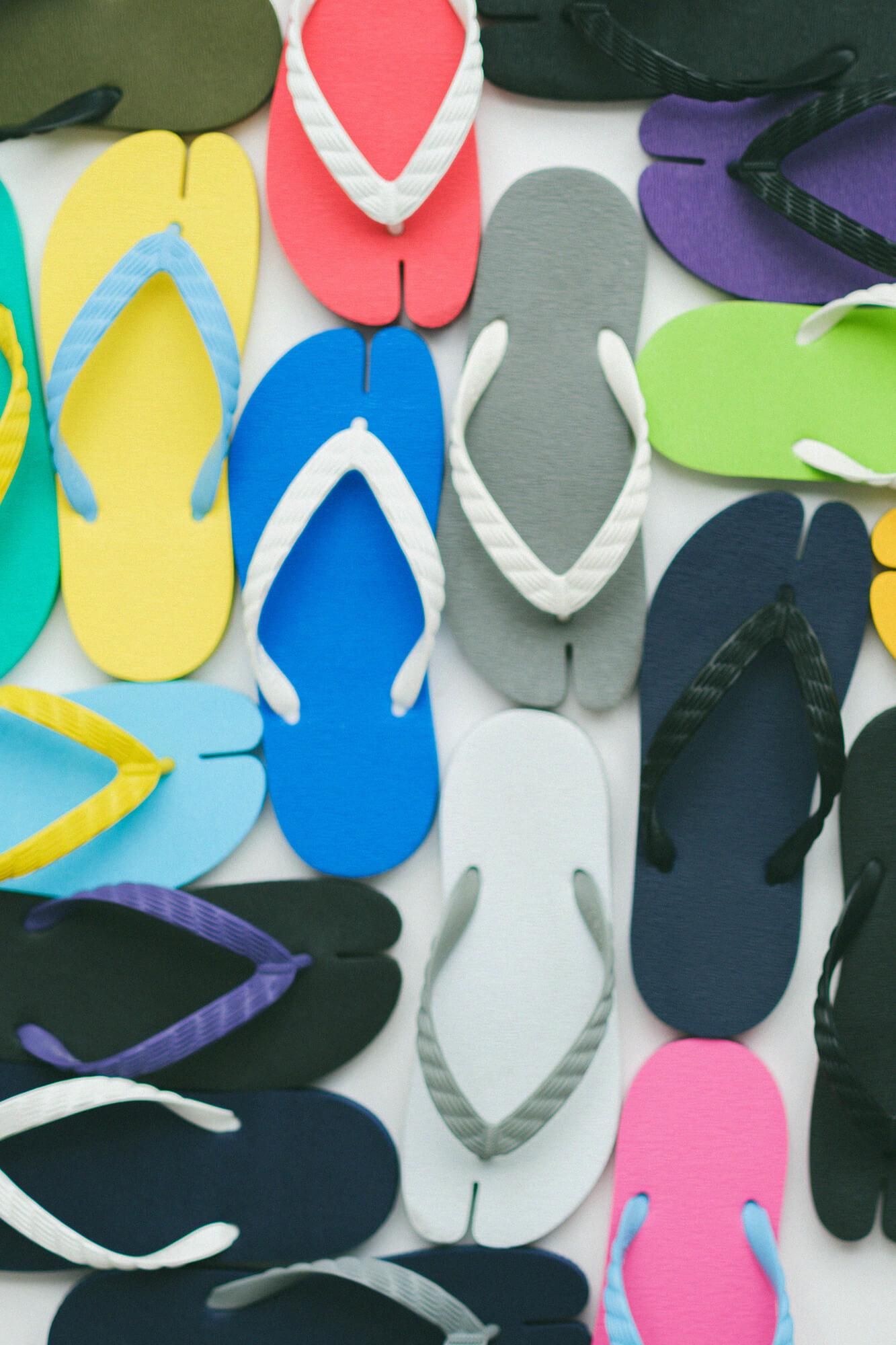 千日足袋人字拖/檸檬色×天藍色