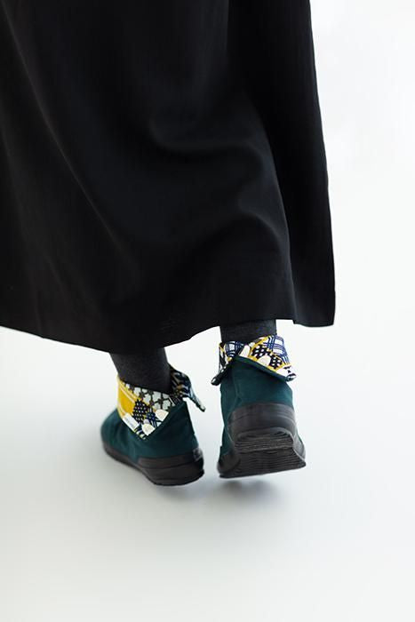 貼付まつり足袋/柚葉色×寄木細工(ゆずはいろ×よせぎざいく)