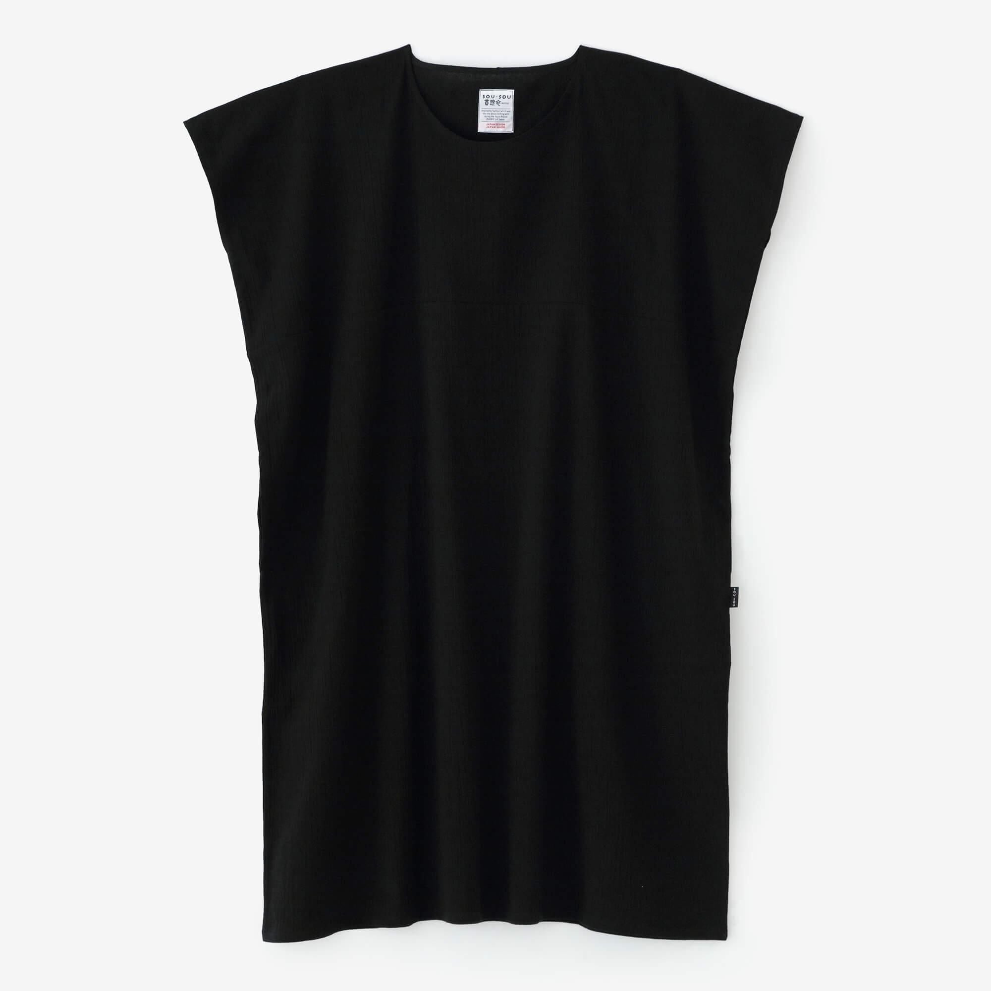 高島縮棉 20/20長方形洋裝雙色/黑色