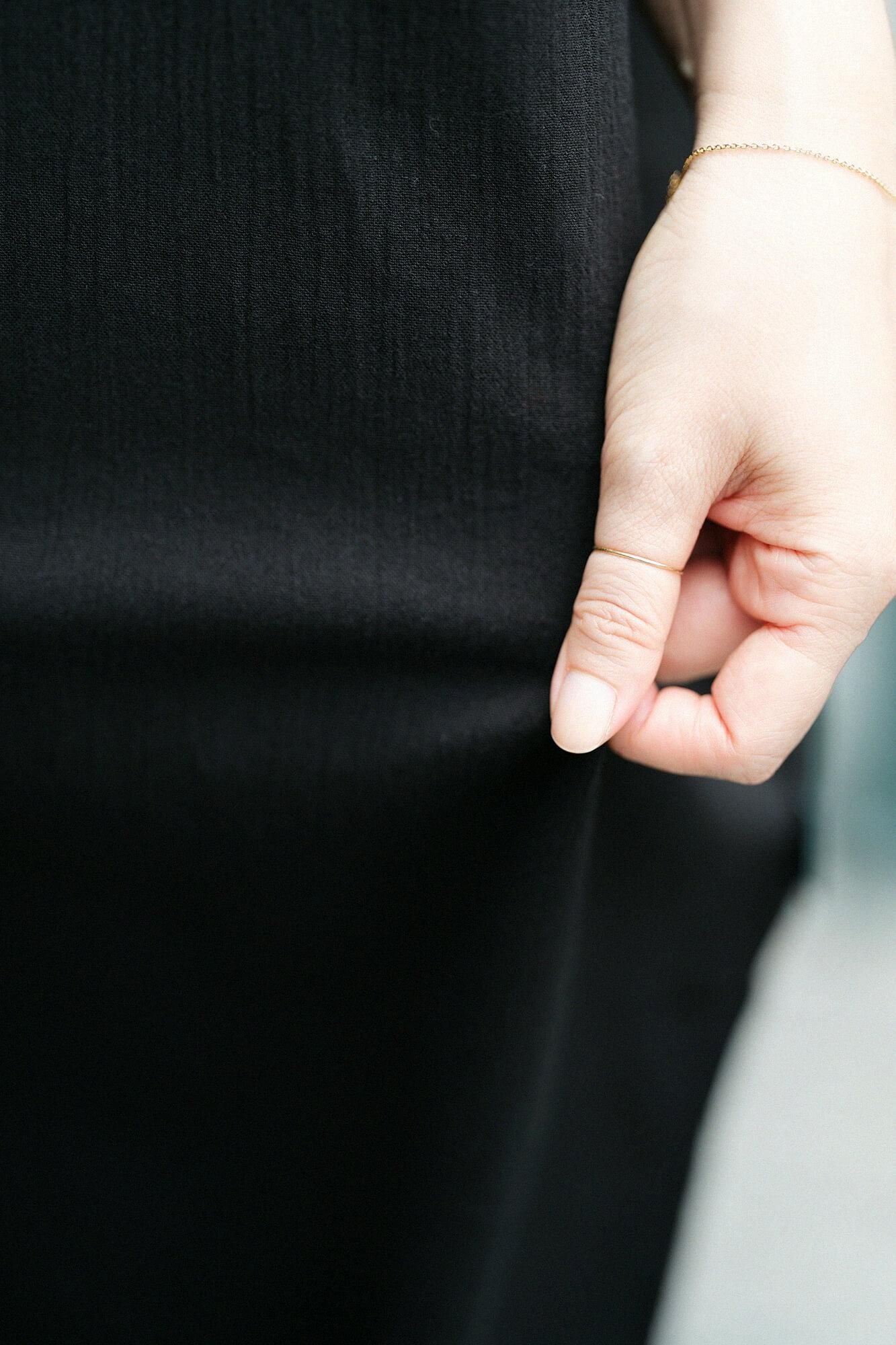 高島縮棉 20/20長方形洋裝雙色/黑色