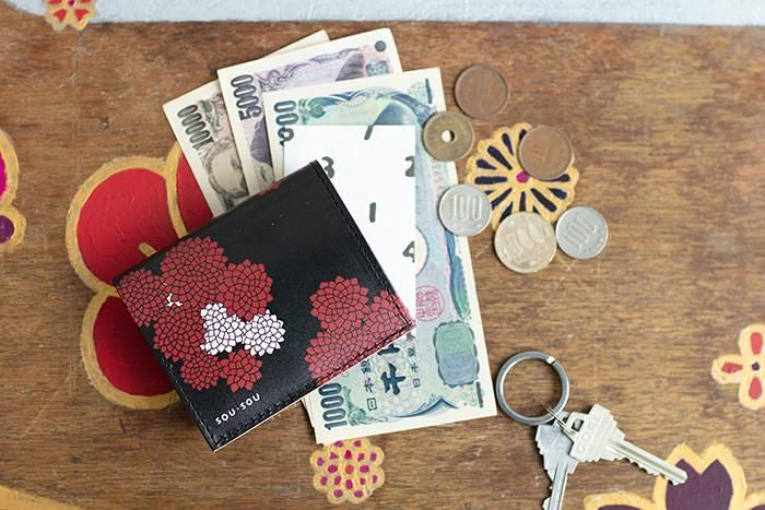 SOU・SOU×QUATRO GATS 手掌錢包/雲間菊 