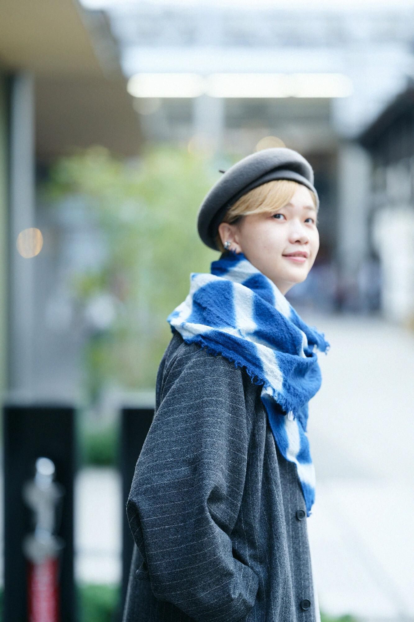 【Online Limited】Asai Tie-dye Felt Scarf / Board Tightening