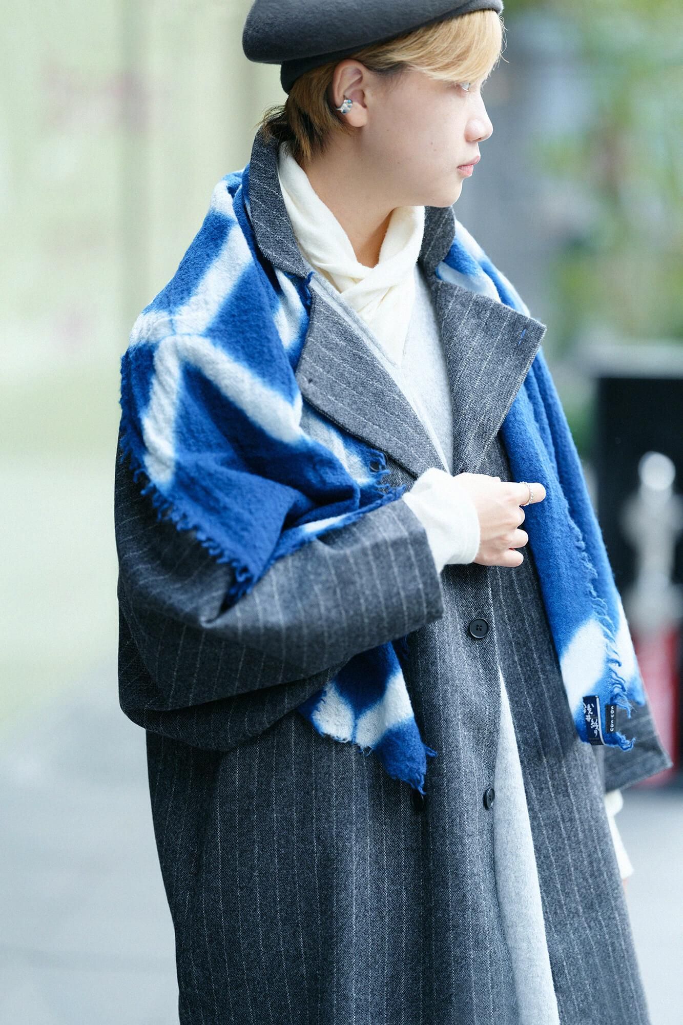 【Online Limited】Asai Tie-dye Felt Scarf / Board Tightening