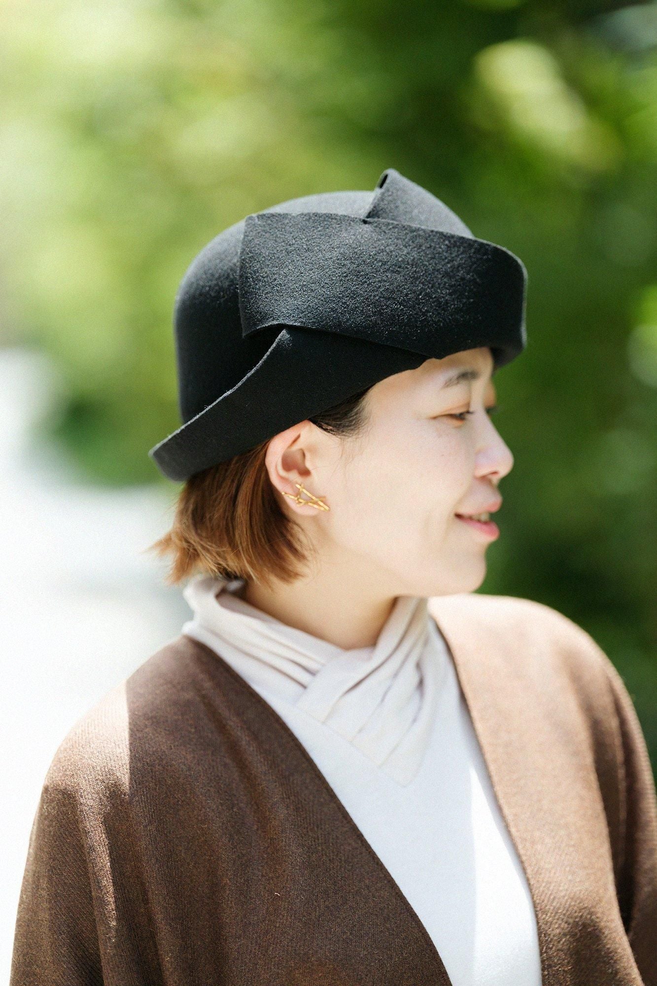 毛氈 寧寧 蝴蝶結帽/黑色