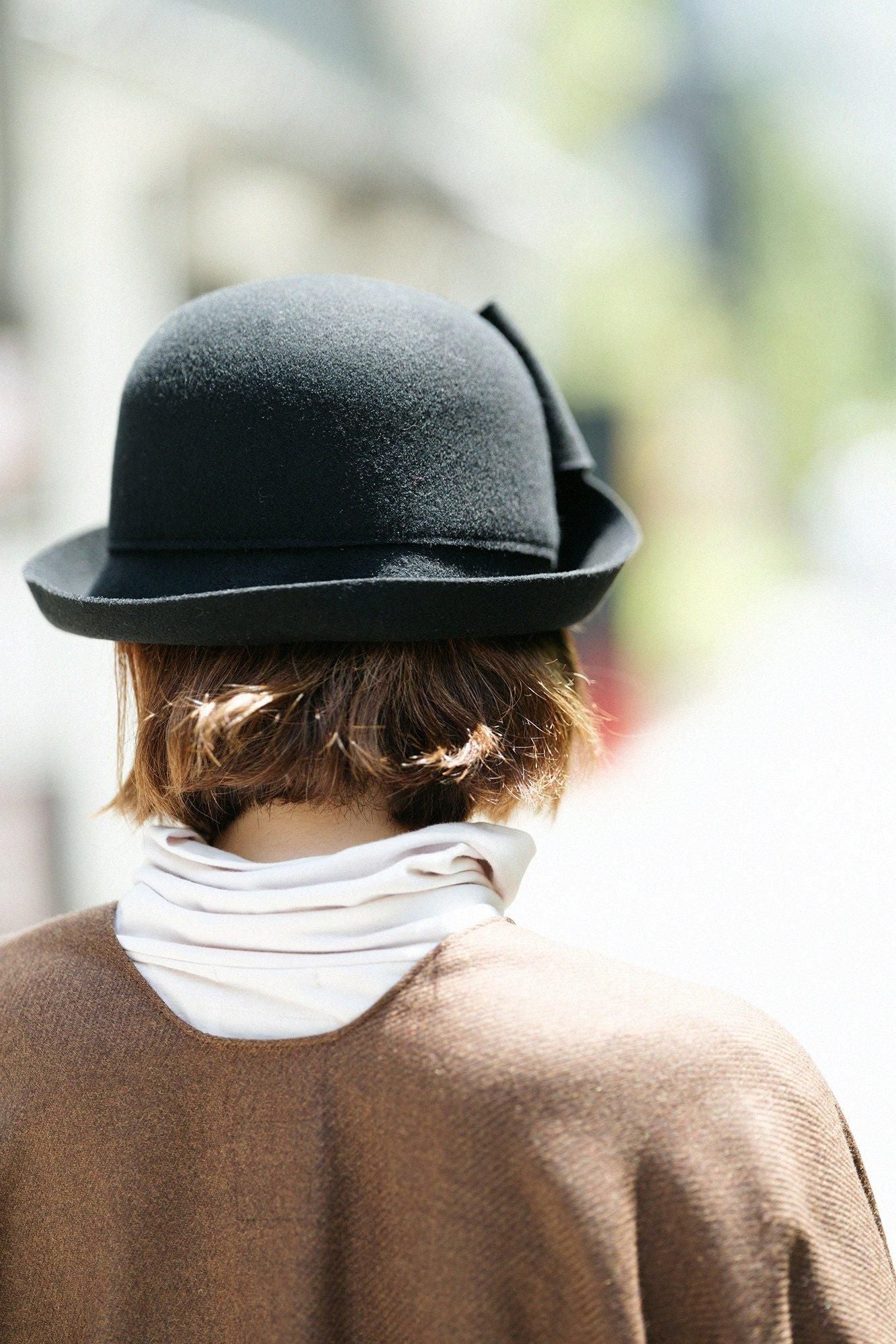 毛氈 寧寧 蝴蝶結帽/黑色