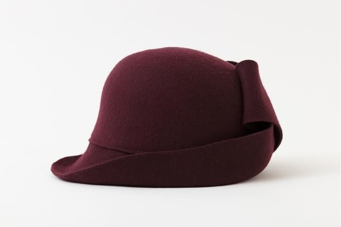 毛氈 寧寧 蝴蝶結帽/酒紅色