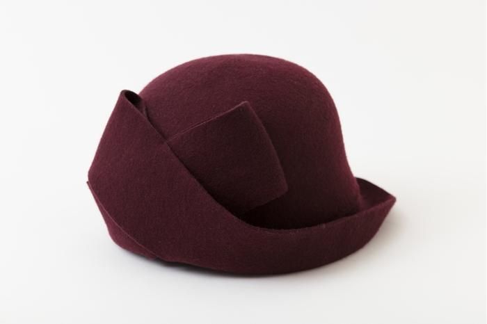 毛氈 寧寧 蝴蝶結帽/酒紅色