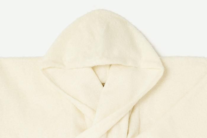 仿海狸毛 連帽外套/鳥白色