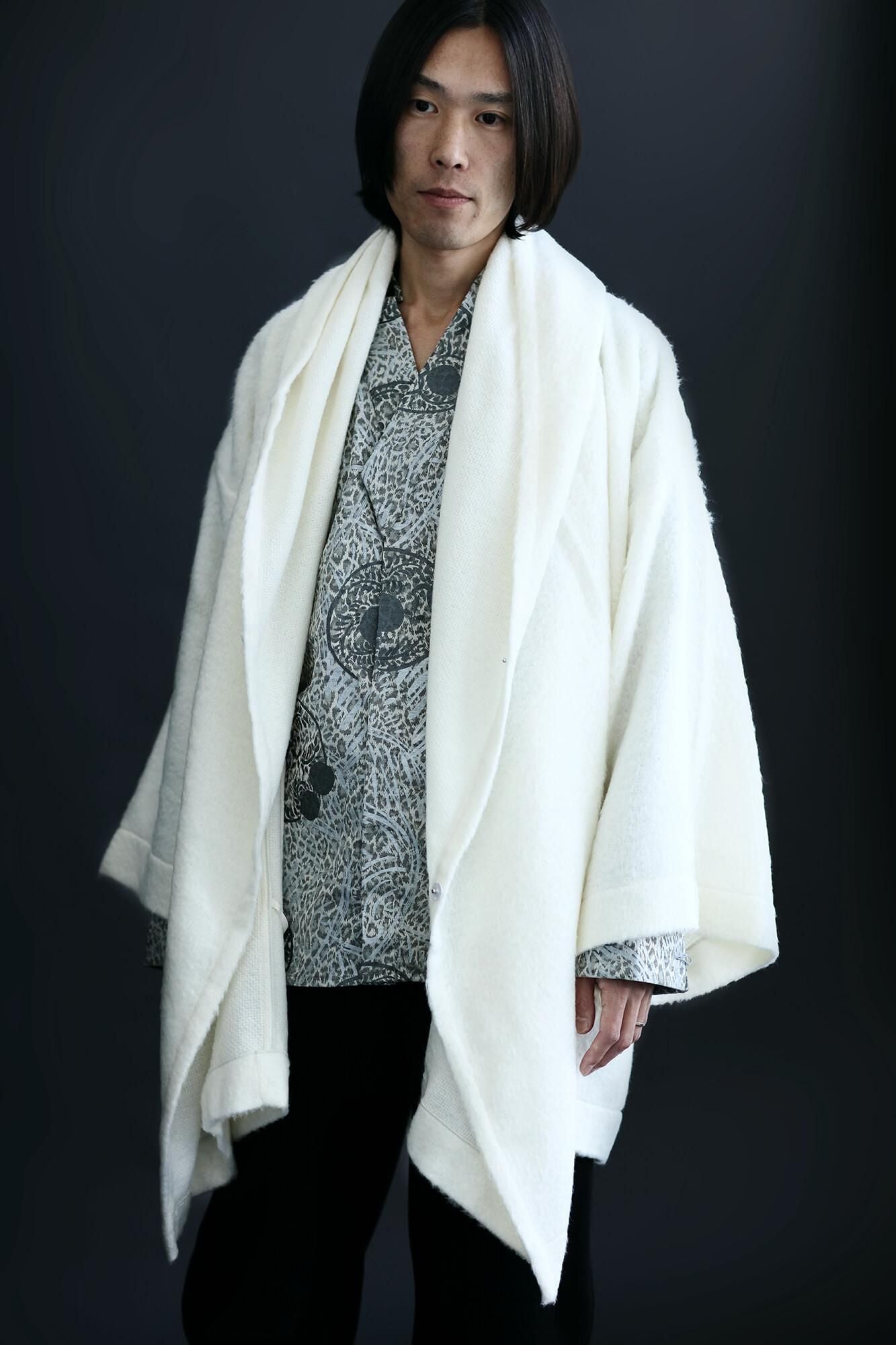 仿海狸毛 連帽外套/鳥白色