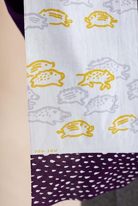 Isemomen Cotton Textile Handkerchief/Zodiac Handkerchief Year of the Boar Eggplant Color 2019