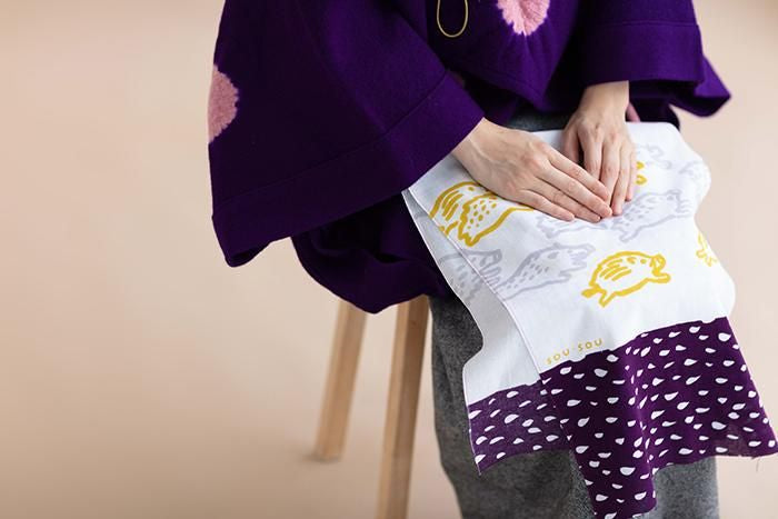 Isemomen Cotton Textile Handkerchief/Zodiac Handkerchief Year of the Boar Eggplant Color 2019