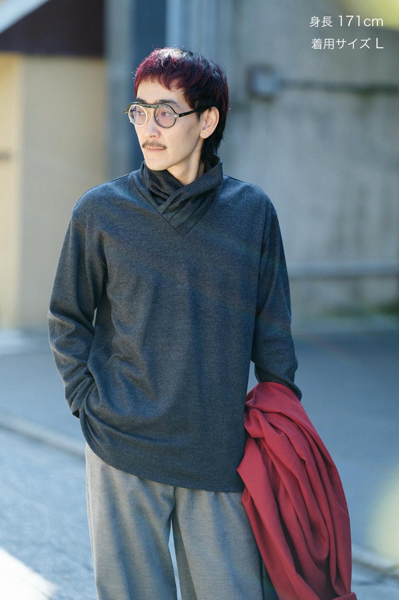 워셔블 울 천축 에리마키지반/짙은 회색