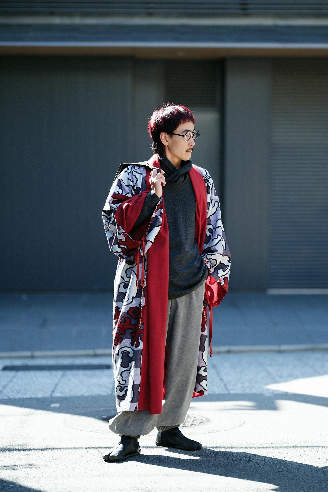 워셔블 울 천축 에리마키지반/짙은 회색