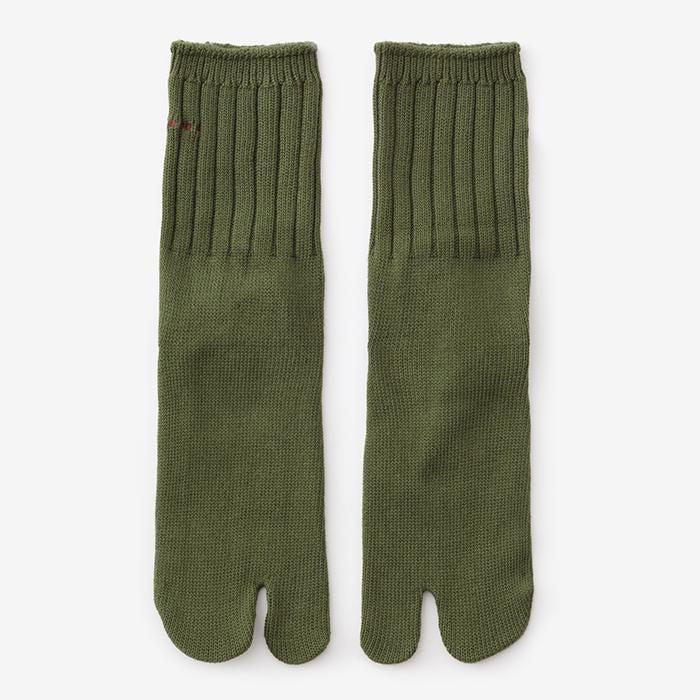 Rip Knit Tabi Socks (Mid-calf)/Olive Green【Men・Women】