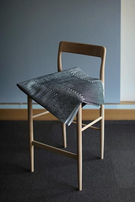 SOU・SOU×Coccole Tino Counter Chair/Lines and Dots Ink Color【※Delivery in 1~3 months】