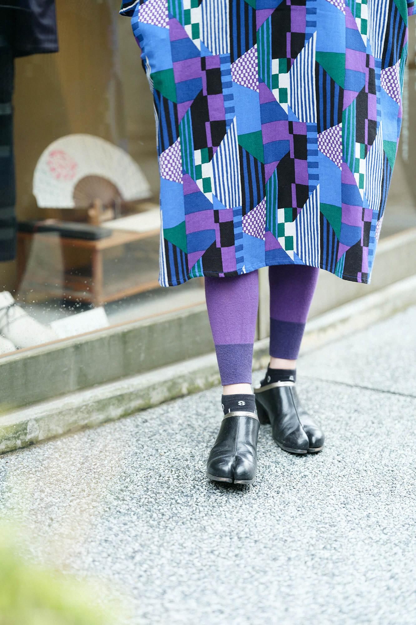 Bi-color Leggings / Purple×Eggplant Color