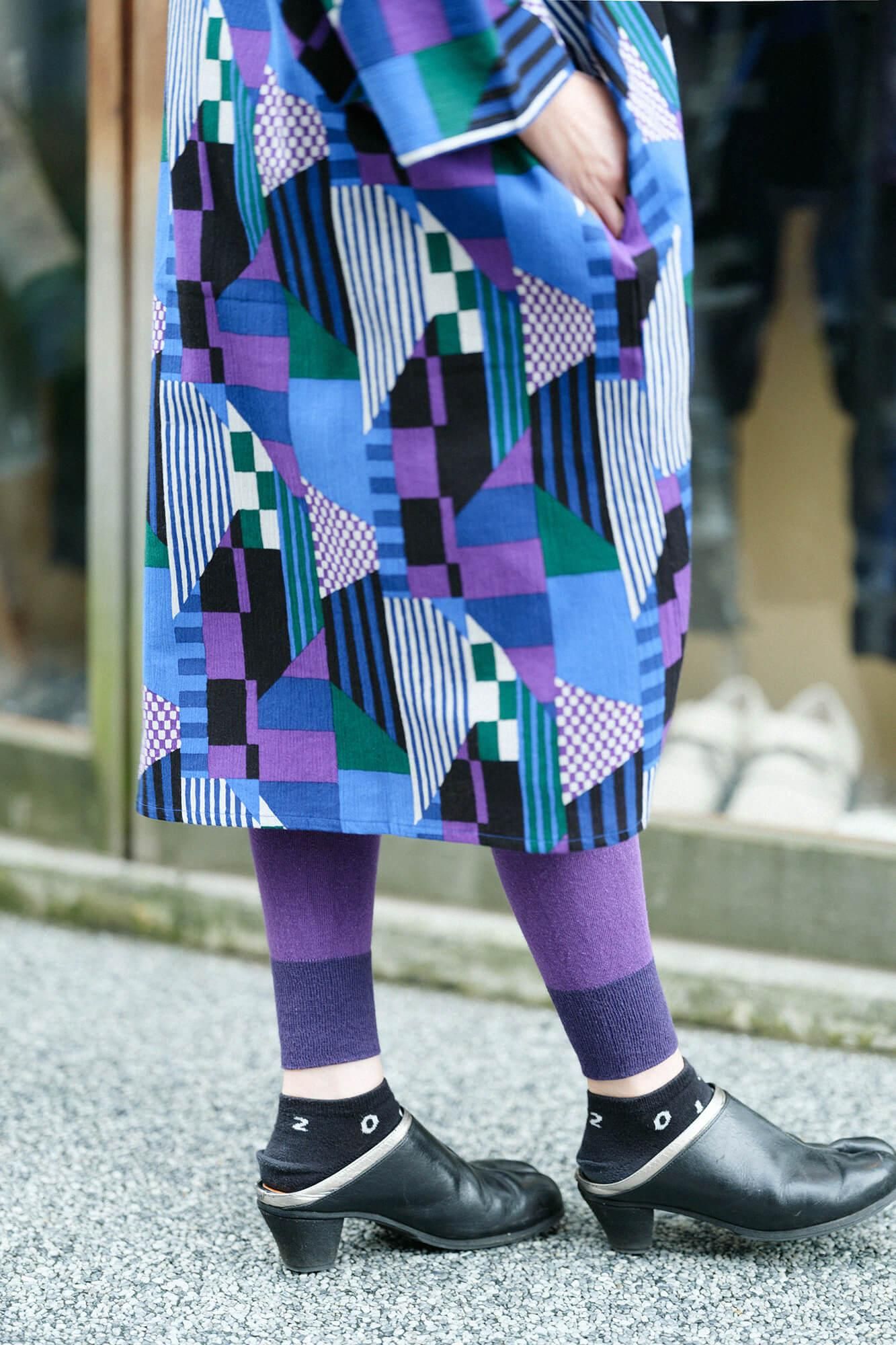 Bi-color Leggings / Purple×Eggplant Color