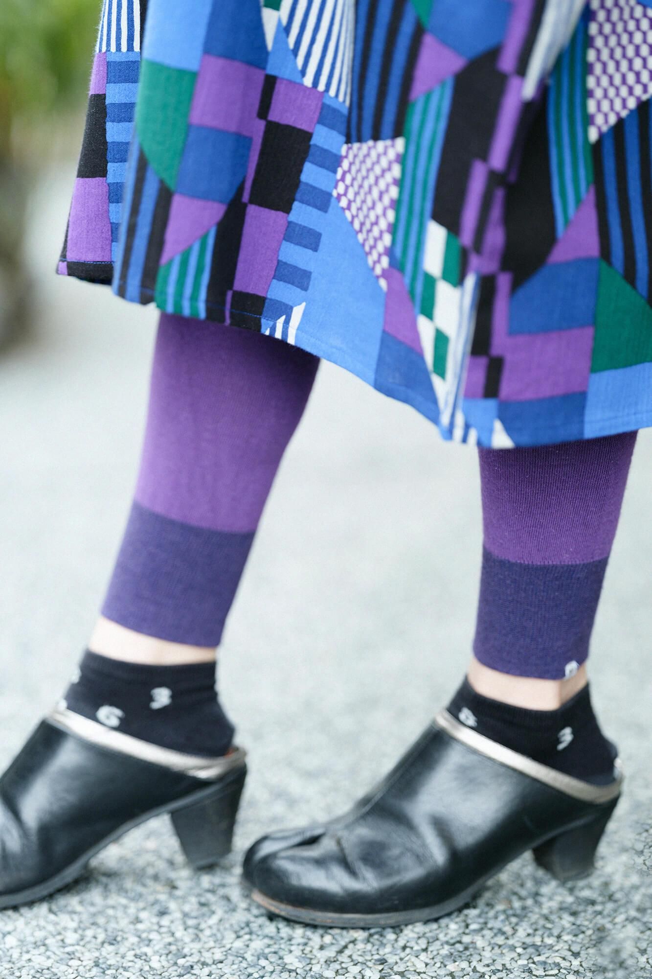 Bi-color Leggings / Purple×Eggplant Color