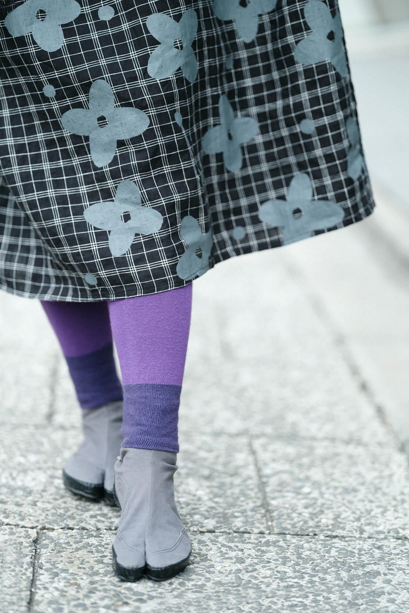 Bi-color Leggings / Purple×Eggplant Color