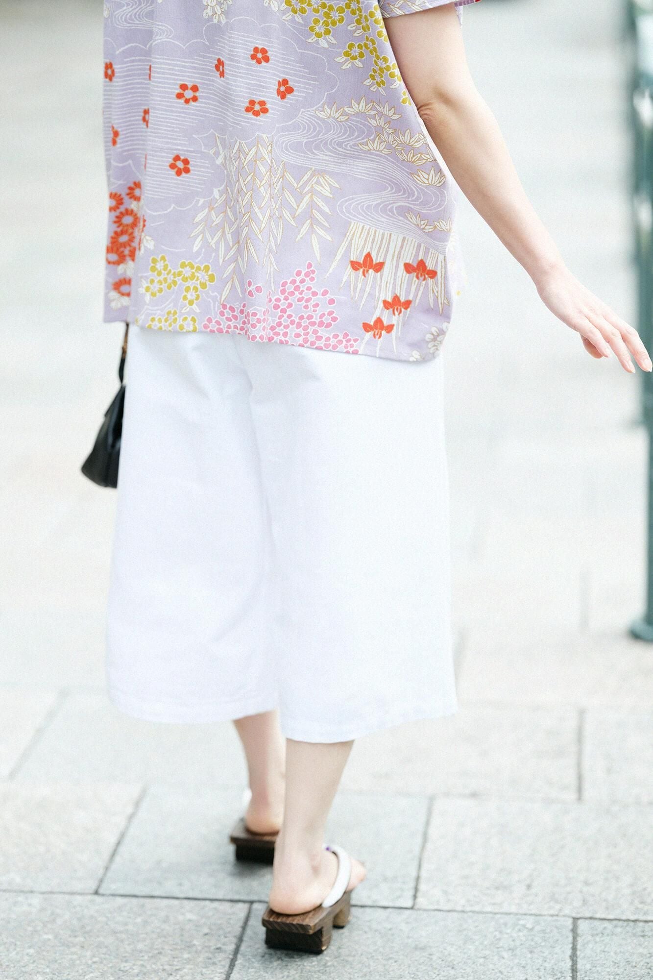 伊勢木棉10/3闊腿褲短版/白色