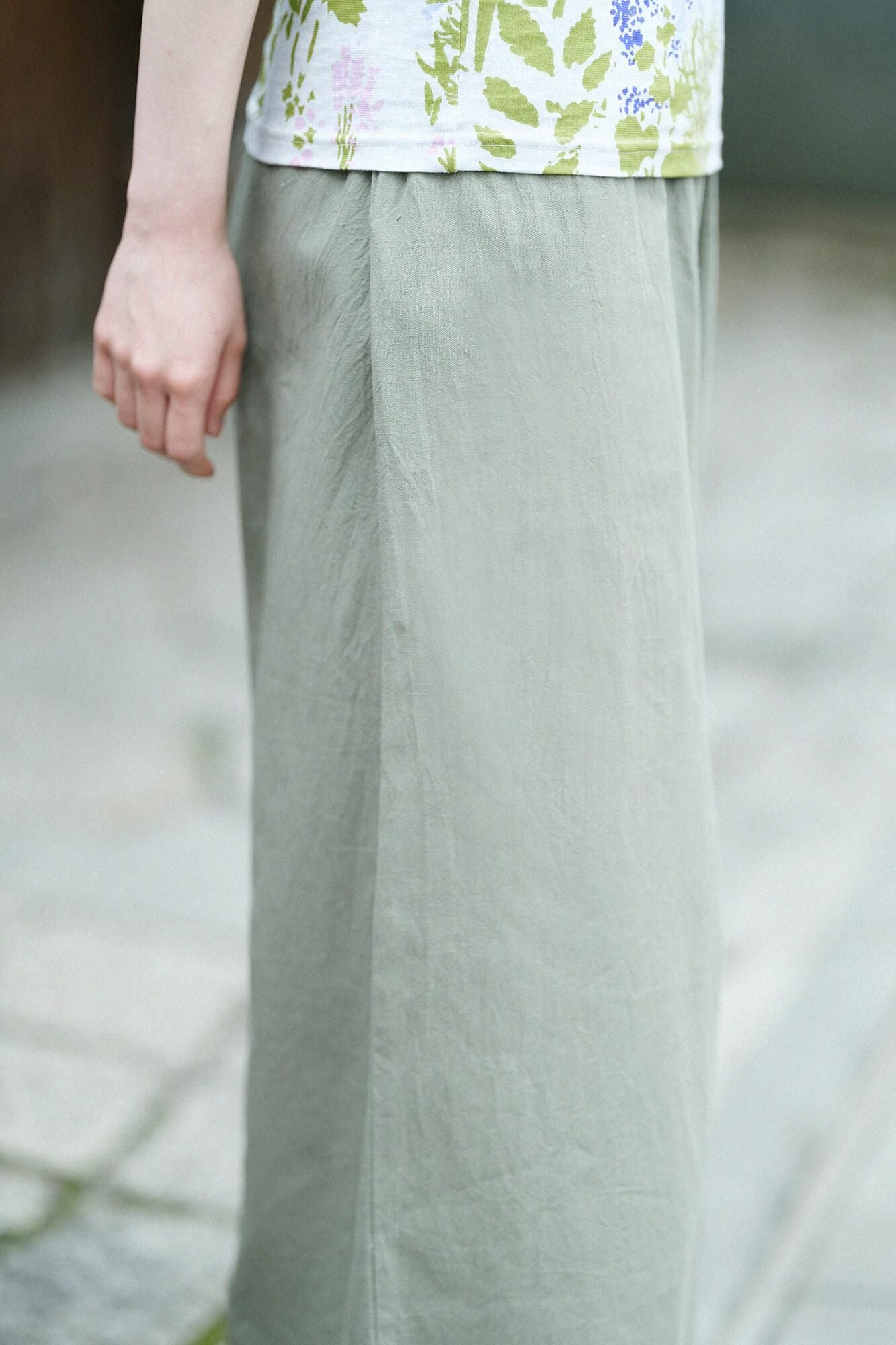 伊勢木棉20/20闊腿褲/ 柳葉色