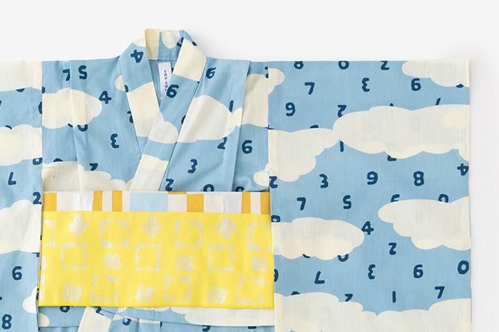 ●SOU・SOU× Kyoto Marubeni 소녀의 어린이 유카타/소수 토 쿠모 아조 오라