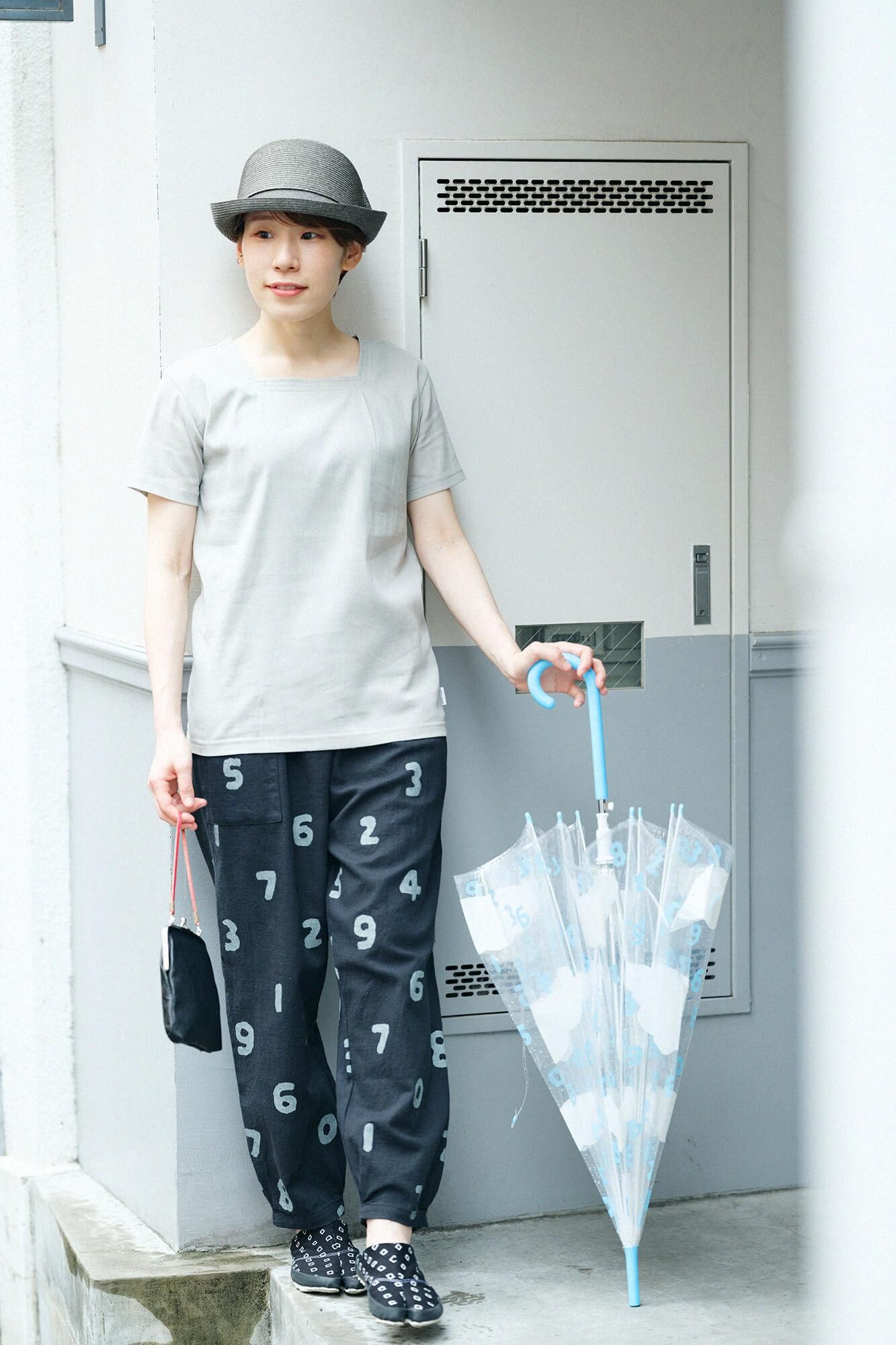 Chizimi Cotton 40/40 Short-sleeved Square Neck Shirt / Silver Grey