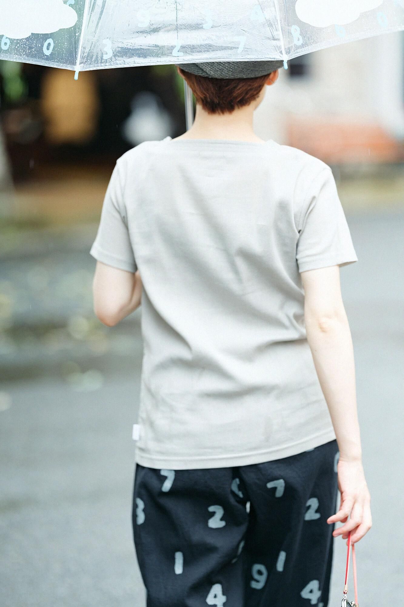 Chizimi Cotton 40/40 Short-sleeved Square Neck Shirt / Silver Grey