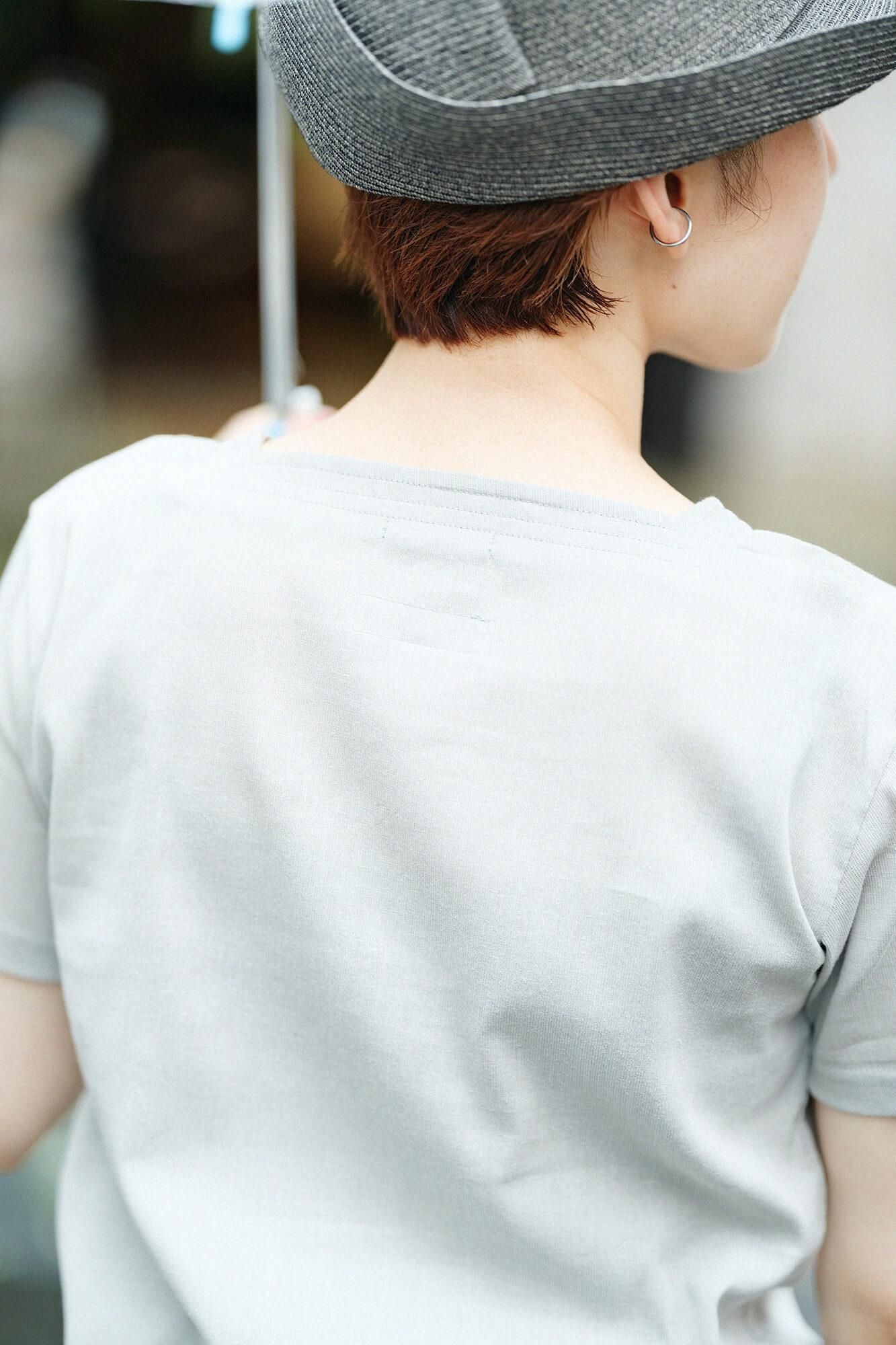 Chizimi Cotton 40/40 Short-sleeved Square Neck Shirt / Silver Grey