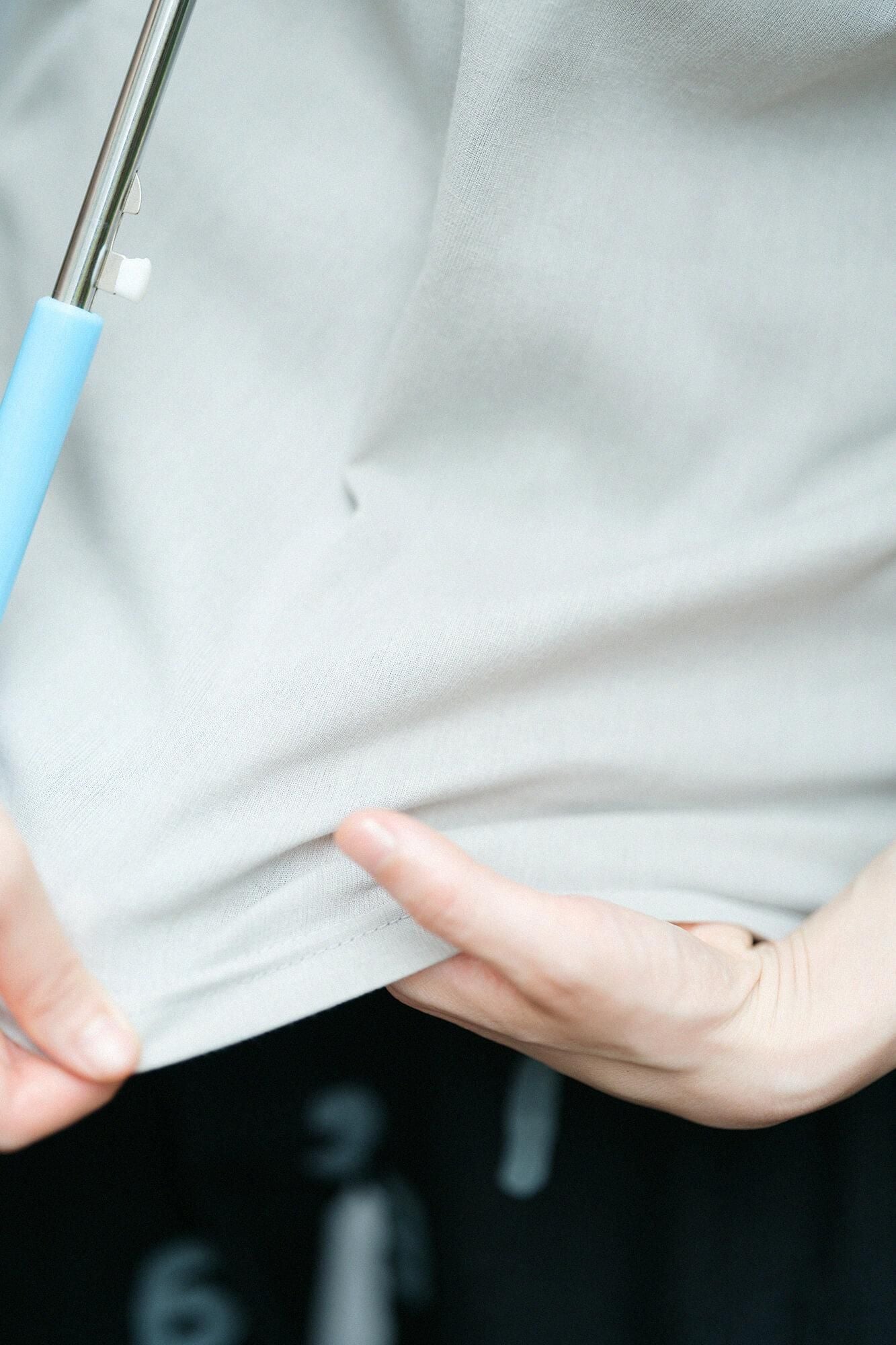 Chizimi Cotton 40/40 Short-sleeved Square Neck Shirt / Silver Grey