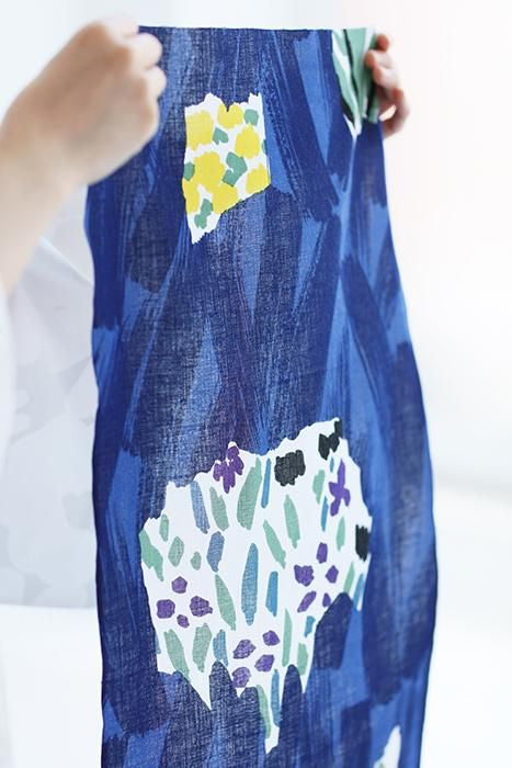 ISE Cotton Textile Tenugui / Fleurs sous-marine, Moon Dew