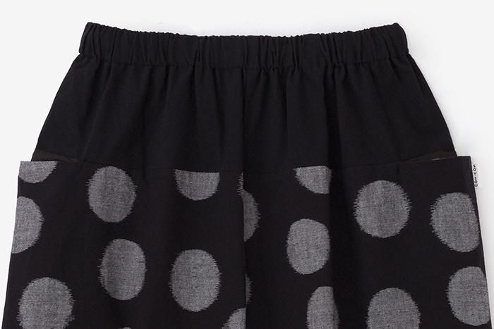 久留米織紋 和服帶長褲 /圓點 黑色