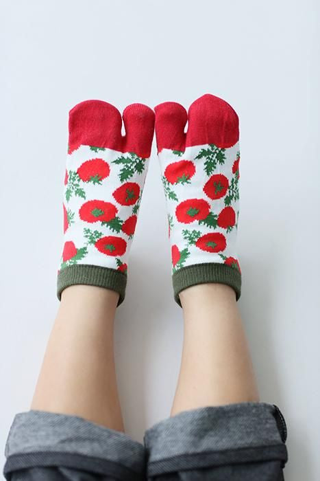 ●Tabi Socks for Kids Low-cut / Tomato【S・M・L】