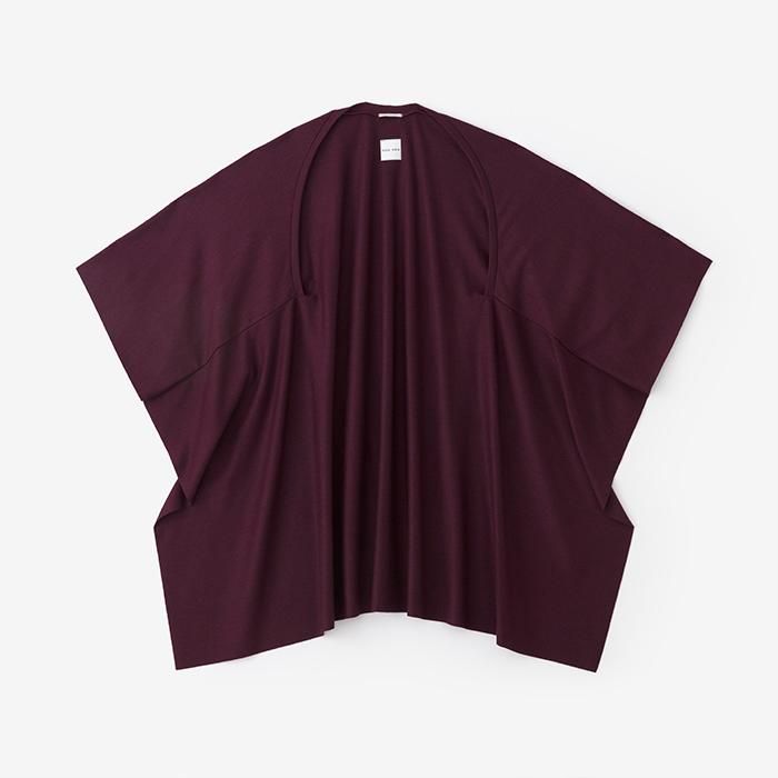 【官網限定】平針織 可洗羊毛飛鼠袖外披/酒紅色