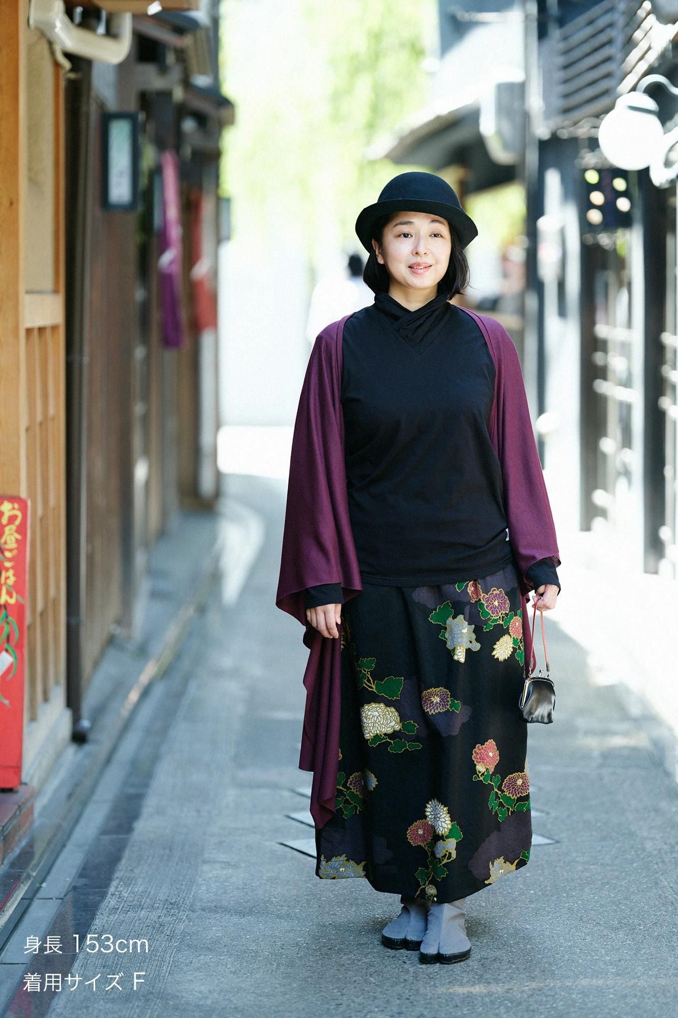 【官網限定】平針織 可洗羊毛飛鼠袖外披/酒紅色