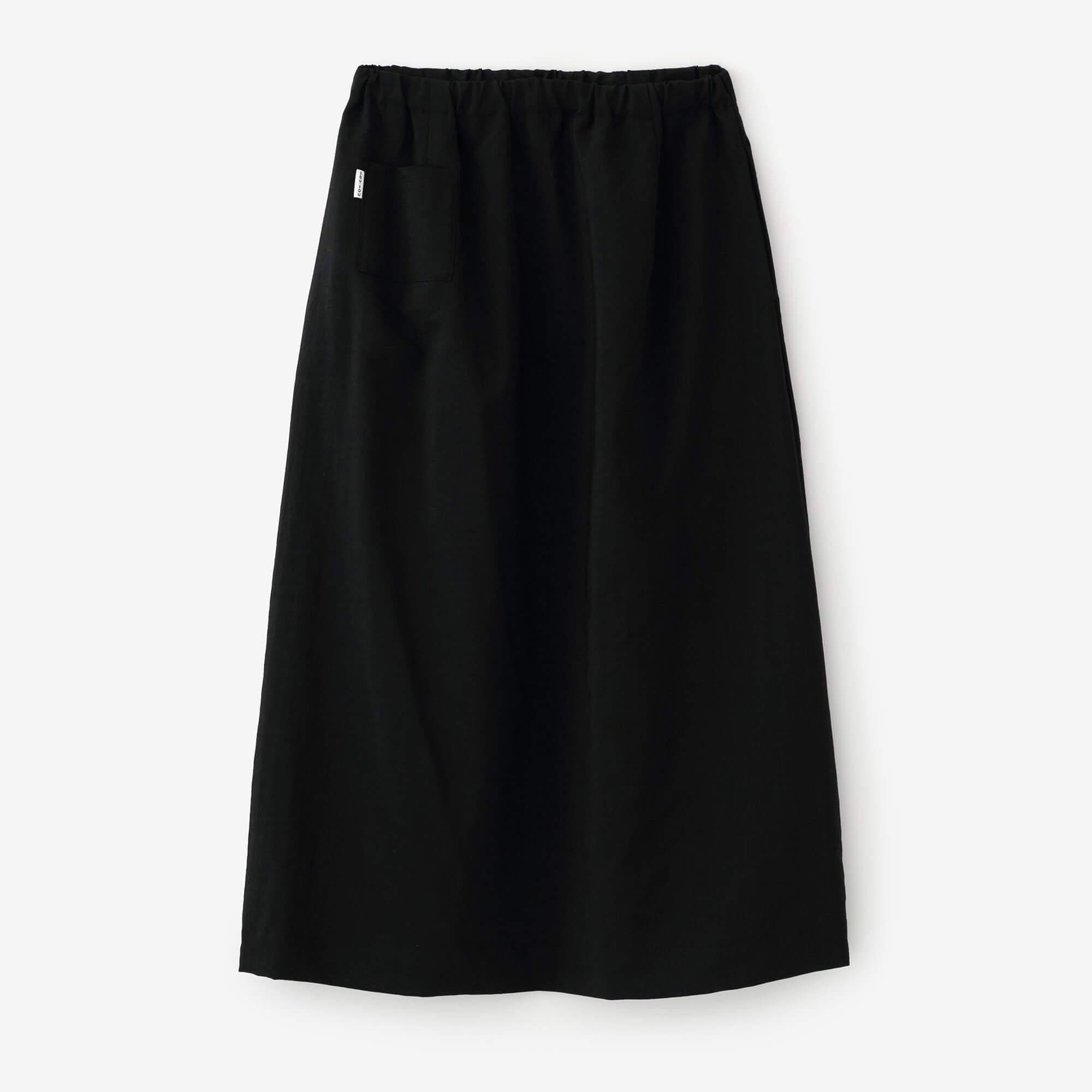 Muslin Wool Long Skirt / Black