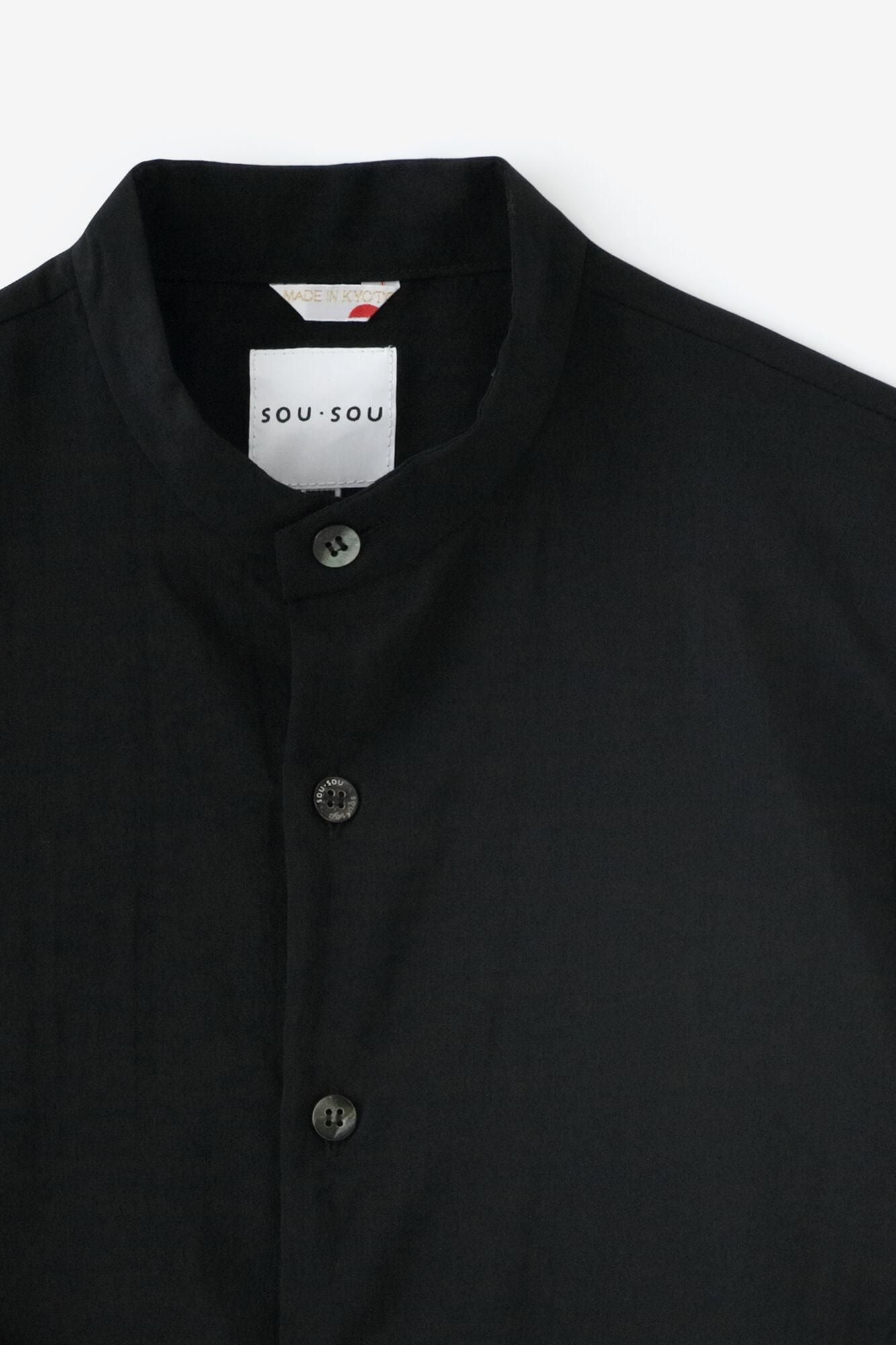 毛斯綸 和服袖 襯衫/黑色