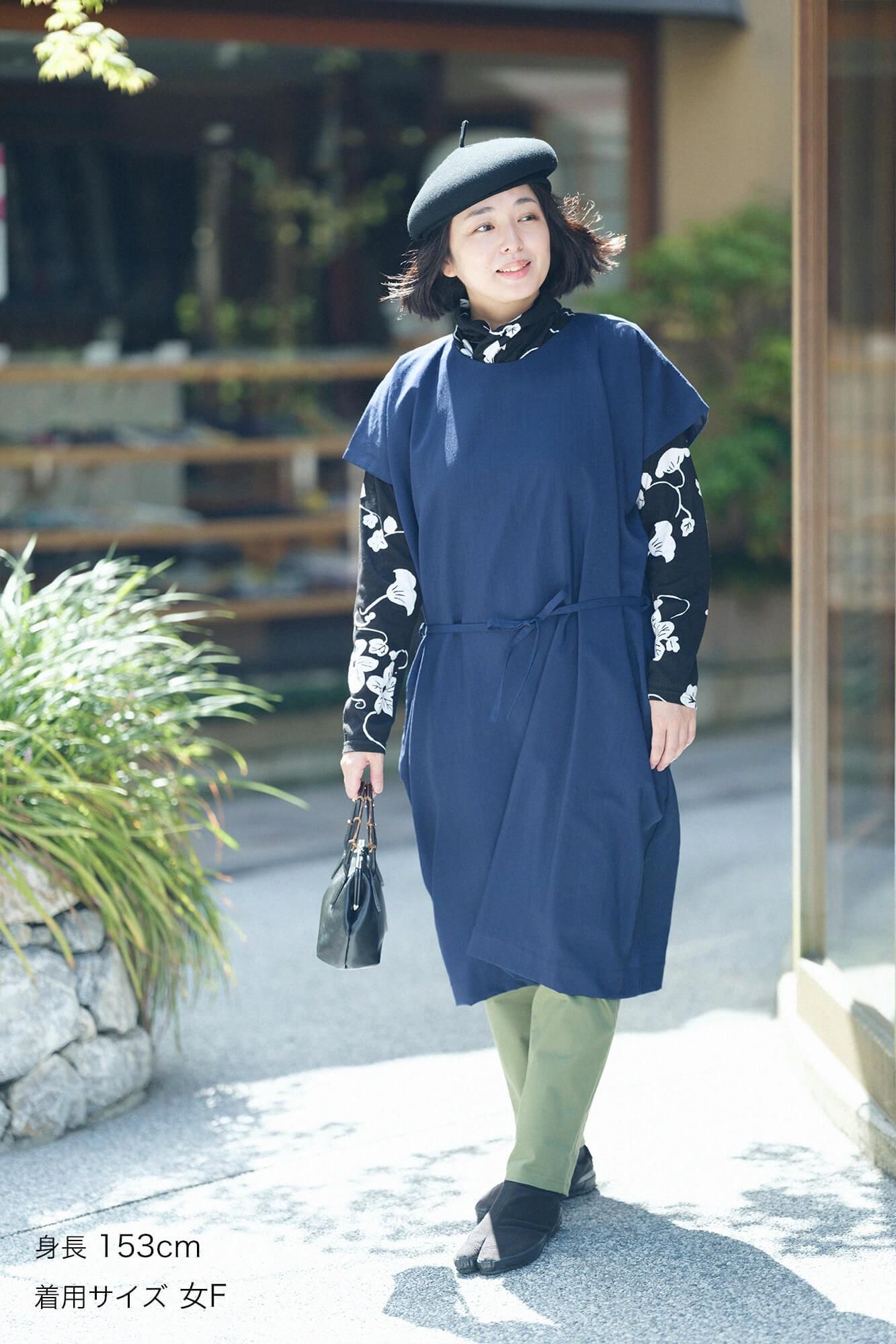 毛斯綸 長方形洋裝/深藍色 2