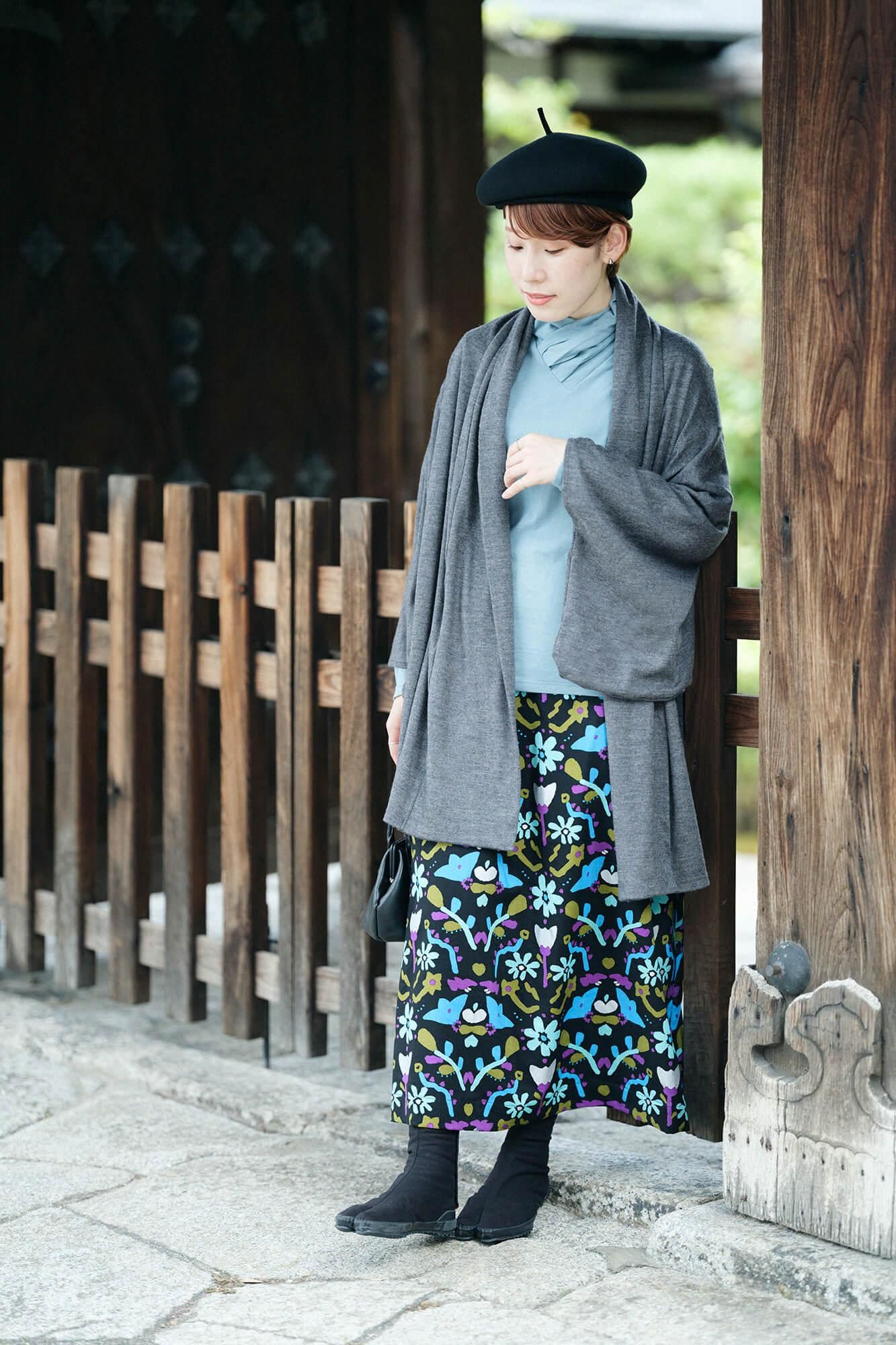 高領上衣/淺藍色