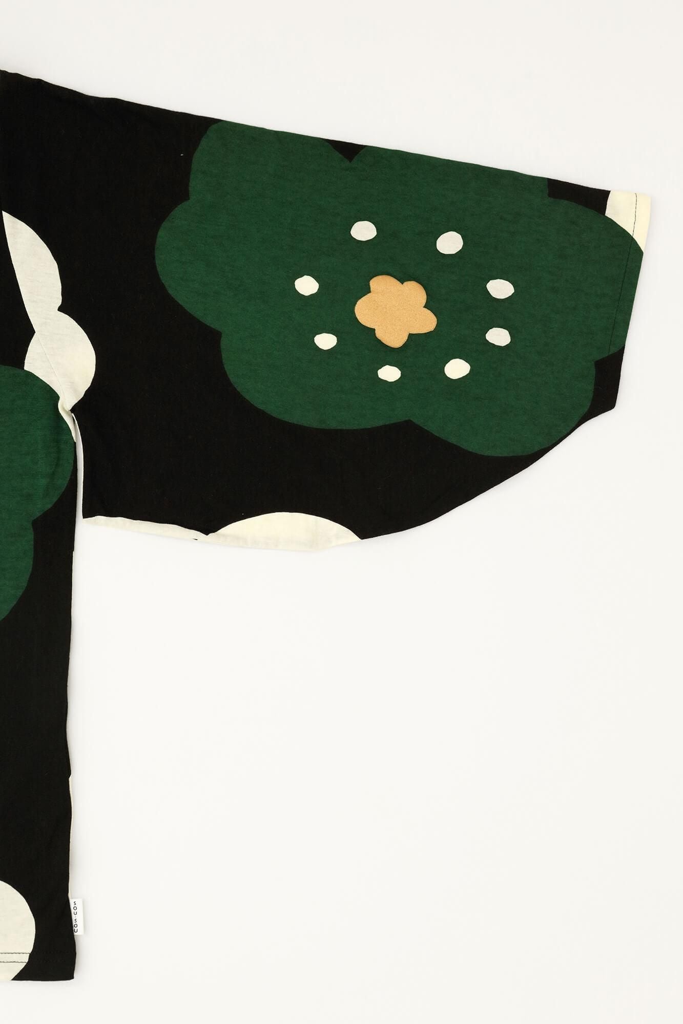 圓弧袖褶領上衣/微笑