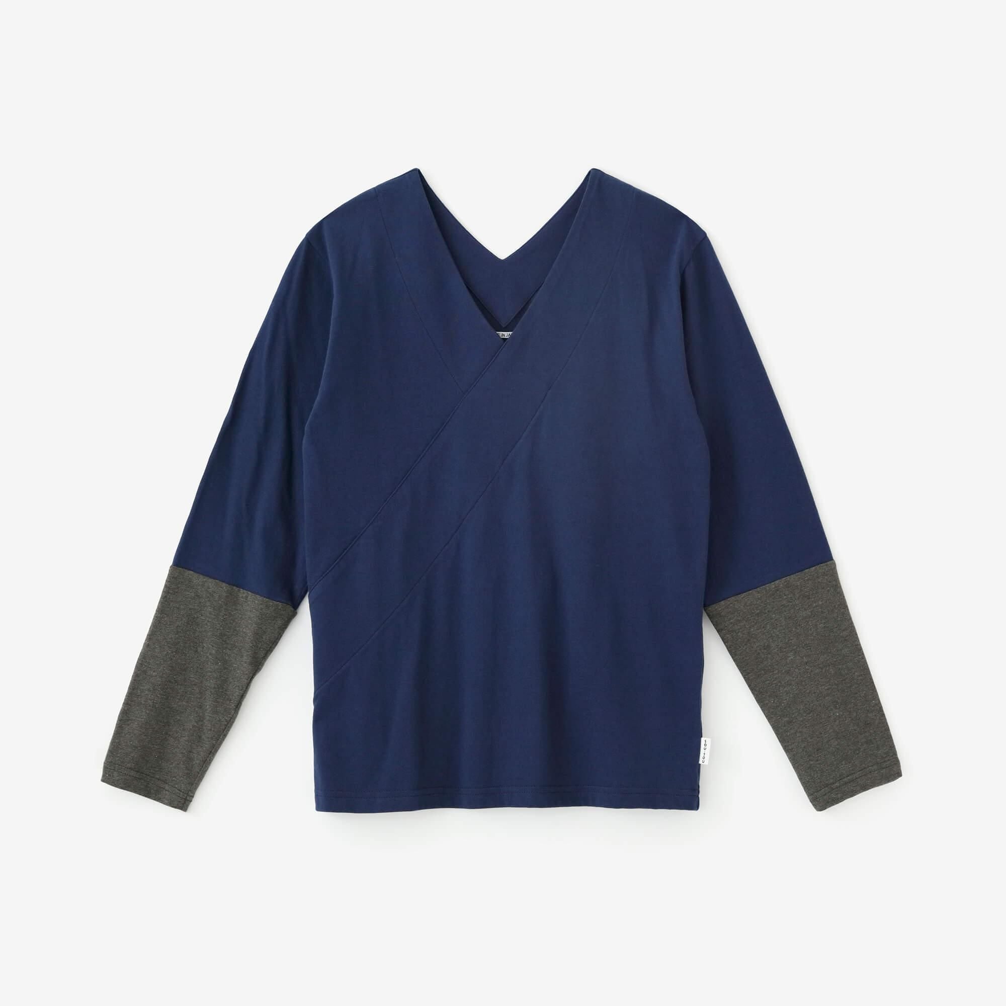 拉出领,不同袖子,30 件单件/深蓝色 x 麻色墨水