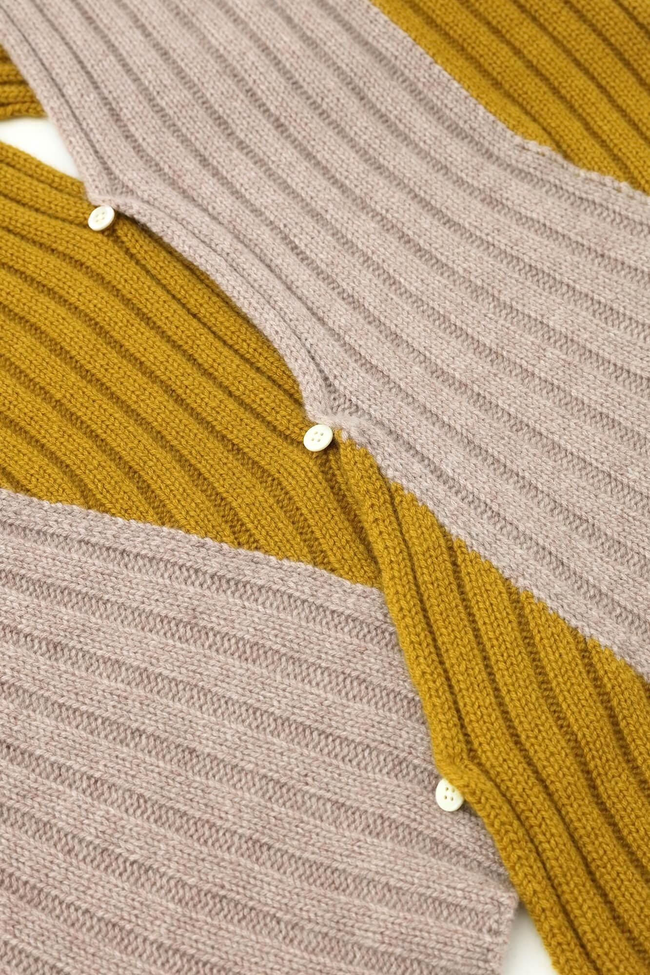 SOU・SOU×ALPHA 羊絨 枯山水圍巾/淺灰褐色×金黃色